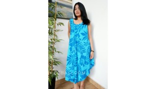 blue ocean hand printing rayon flower bamboo dress bali 